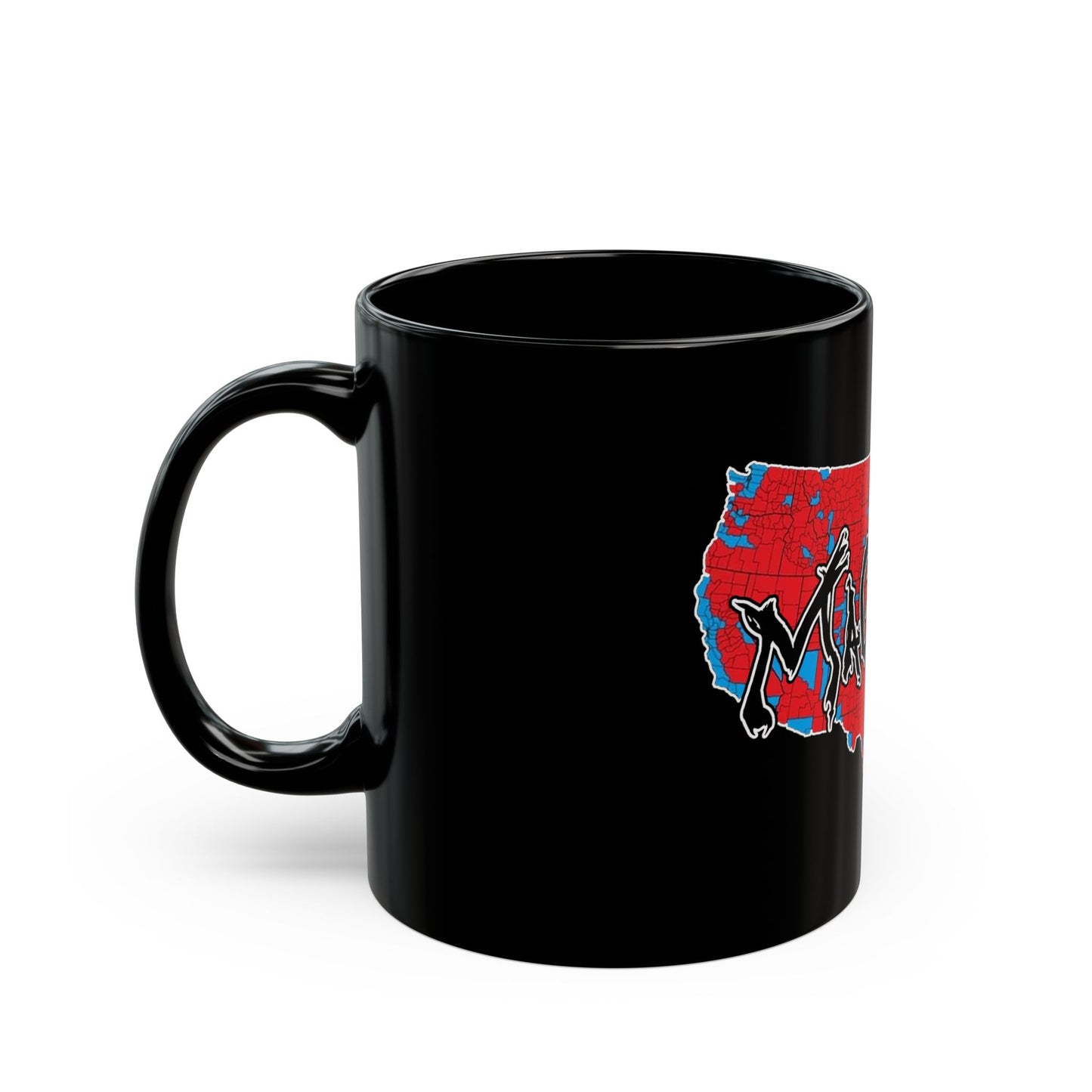 Black Mug (11oz) MAGA Life Red Wave Map