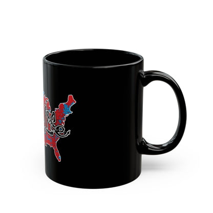 Black Mug (11oz) MAGA Life Red Wave Map